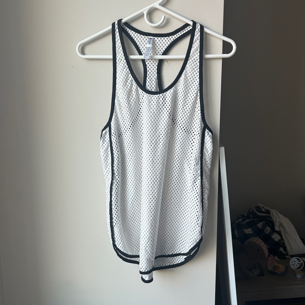 💜3 for $15💜 Fabletics White and Black Mesh Tank Top Medium